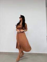 Bb 29519 Bakır Bel Gipeli Saten Elbise