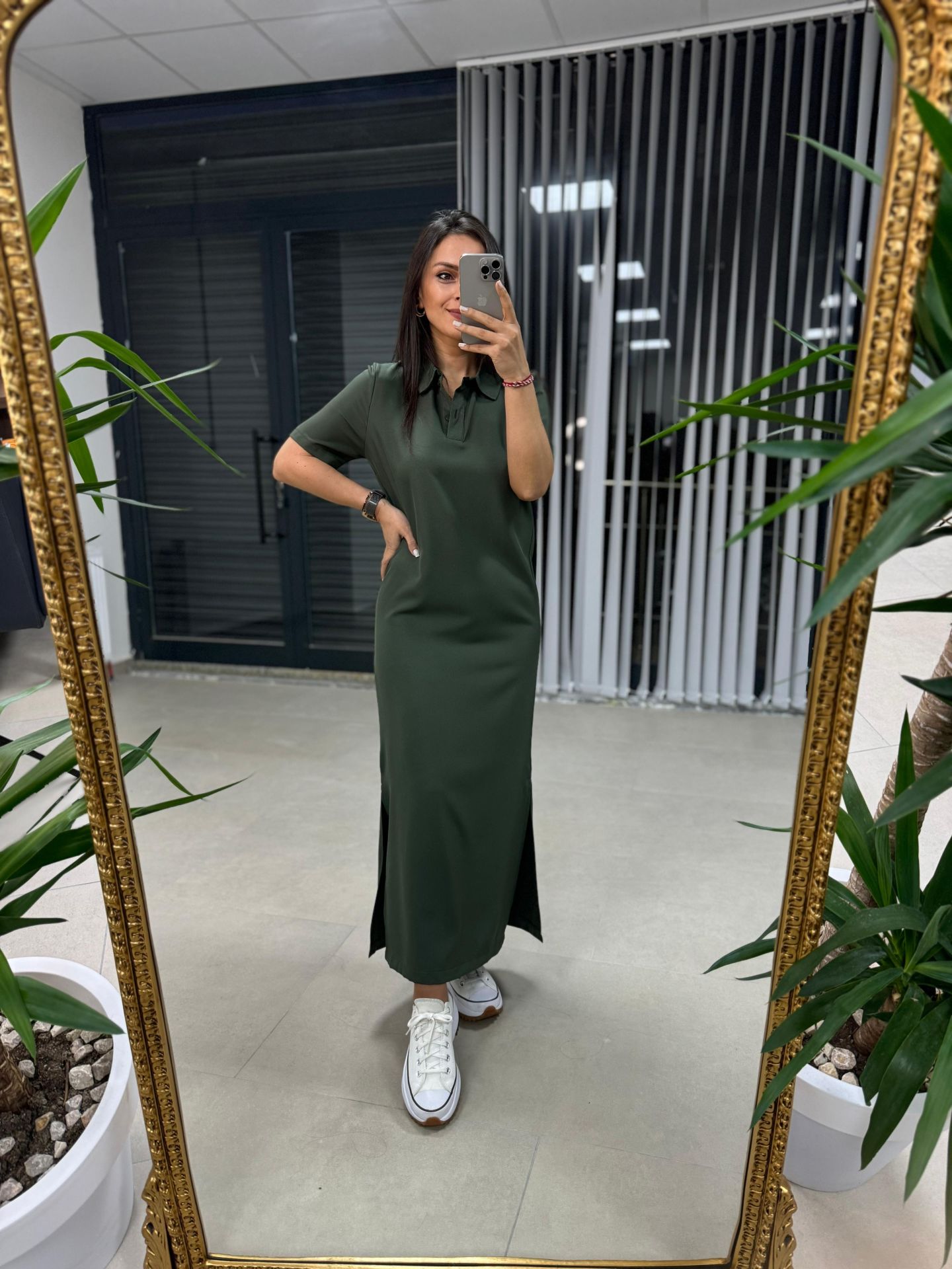 Sg Polo Neck Khaki Dress