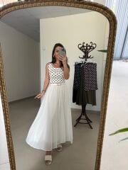 İv 26328 Beyaz Astarlı Vual Etek