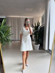 Mc 5757 Paris Merdiven Detaylı Dantel Elbise