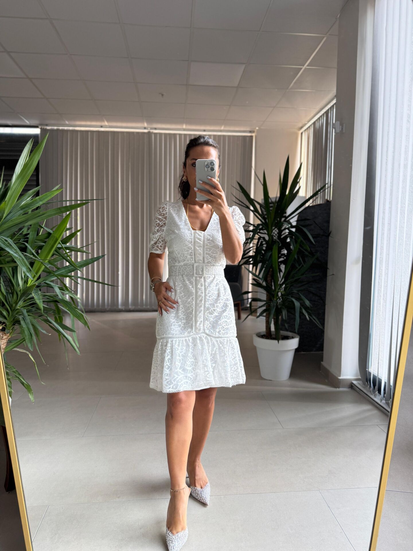 Mc 5757 Paris Merdiven Detaylı Dantel Elbise