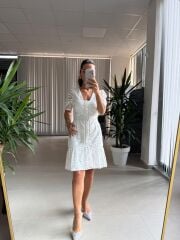 Mc 5757 Paris Merdiven Detaylı Dantel Elbise