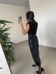 Bb 30467 Omuz Vatkalı Çelik Bluz Ve Deri Birleşimi