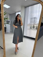 Bb 29519 Füme Bel Gipeli Saten Elbise