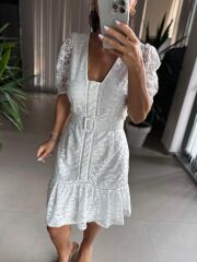 Mc 5757 Paris Merdiven Detaylı Dantel Elbise