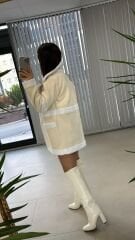 Nubuk-Übergangsmantel in Creme