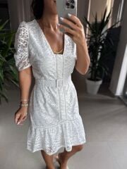 Mc 5757 Paris Merdiven Detaylı Dantel Elbise