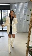 Nubuk-Übergangsmantel in Creme