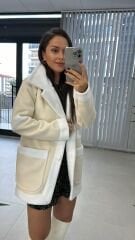 Nubuk-Übergangsmantel in Creme