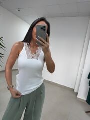 İv 26288 Dantel Yaka Beyaz Bluz