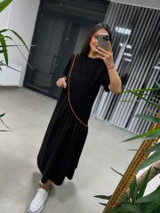 Dr 2575 Turuncu Şerit Geçişli Elbise