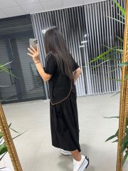 Dr 2575 Turuncu Şerit Geçişli Elbise