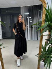 Dr 2575 Turuncu Şerit Geçişli Elbise