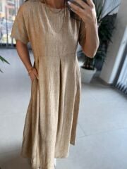 Dr 8430 Tasarım Vizon Pile Detaylı Elbise