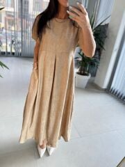 Dr 8430 Tasarım Vizon Pile Detaylı Elbise