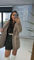 Süet Geçişli Kahve Mont