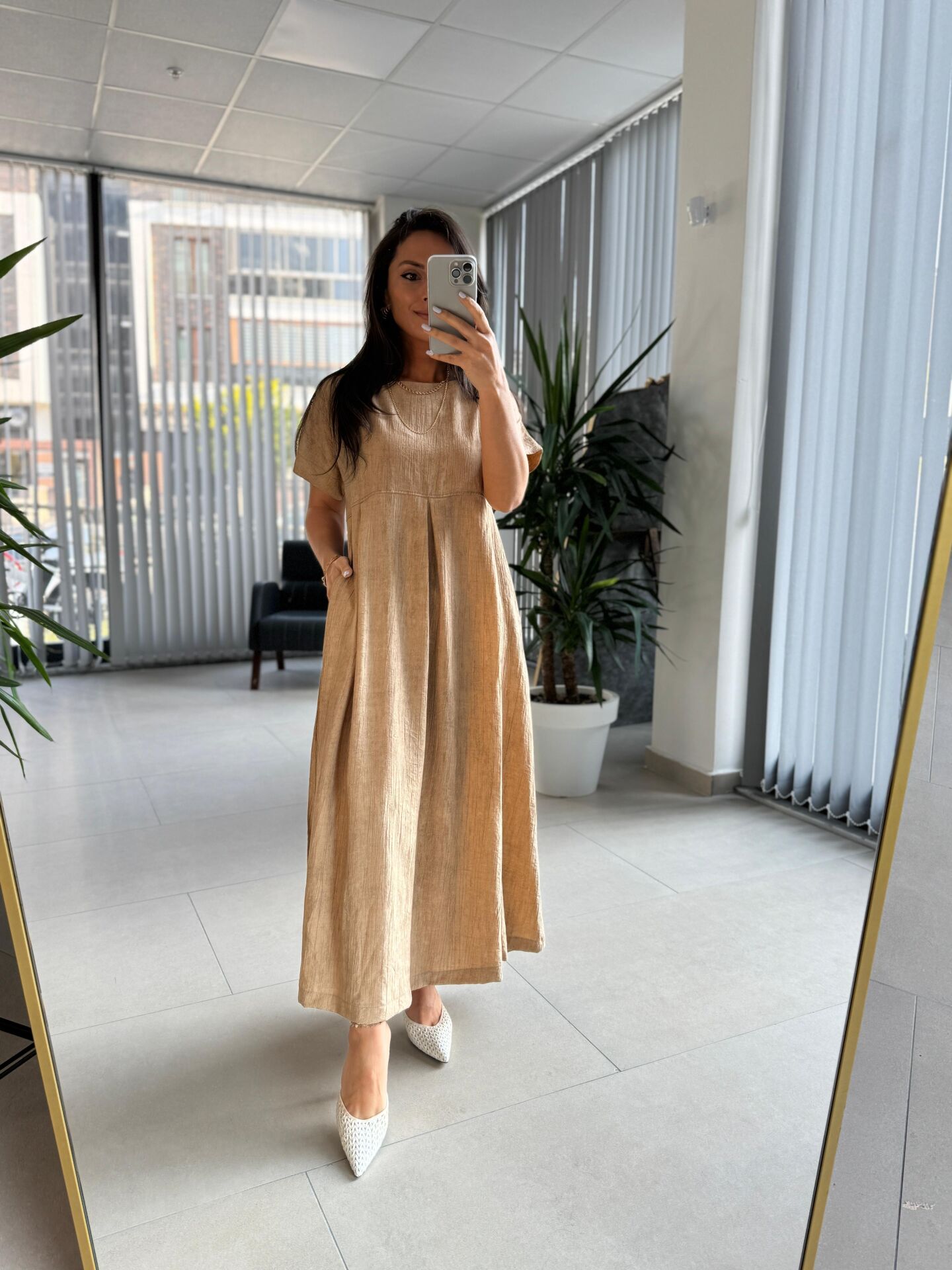 Dr 8430 Tasarım Vizon Pile Detaylı Elbise