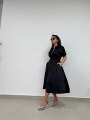 Bb 29519 Siyah Bel Gipeli Saten Elbise