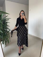 Ms 2042 Siyah Gömlek Bağlama Detaylı Elbise