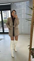 Süet Geçişli Kahve Mont