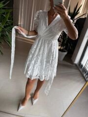 Mc 5716 Kruvaze Dantel Elbise