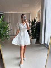 Mc 5716 Kruvaze Dantel Elbise