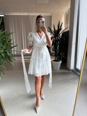 Mc 5716 Kruvaze Dantel Elbise