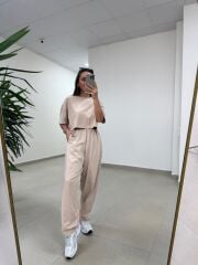 Fp 0057 Yıkamalı Taş Tişört Pantolon Takım