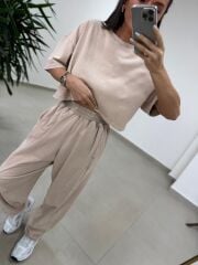 Fp 0057 Yıkamalı Taş Tişört Pantolon Takım