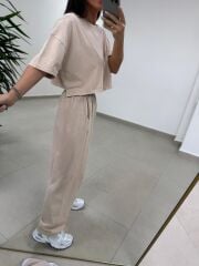 Fp 0057 Yıkamalı Taş Tişört Pantolon Takım