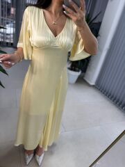 Sg Sarı Saten Elbise