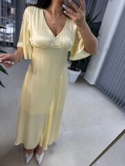 Sg Sarı Saten Elbise