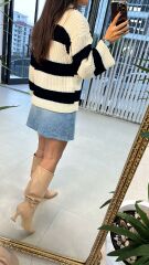 Siyah Krem Geçişli Kazak