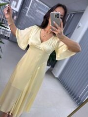 Sg Sarı Saten Elbise
