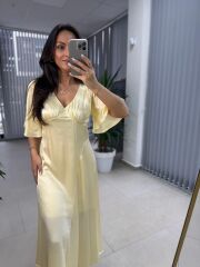 Sg Sarı Saten Elbise