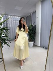 Sg Sarı Saten Elbise