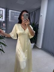 Sg Sarı Saten Elbise