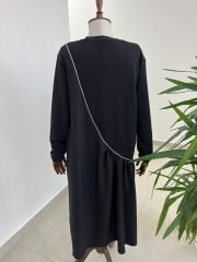 Dr 8054 Gümüş Şerit Geçişli Elbise