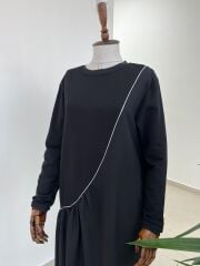 Dr 8054 Gümüş Şerit Geçişli Elbise