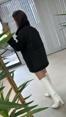 Süet Geçişli Siyah Mont