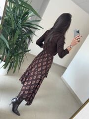 Ms 2042 Kahve Gömlek Bağlama Detaylı Elbise