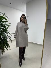 Dv 90265 Balıkçı Yaka Yumoş Vizon Triko Elbise