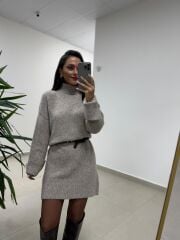 Dv 90265 Balıkçı Yaka Yumoş Vizon Triko Elbise