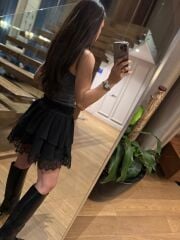 Rn 37199 Dantel Detaylı Siyah Mini Etek