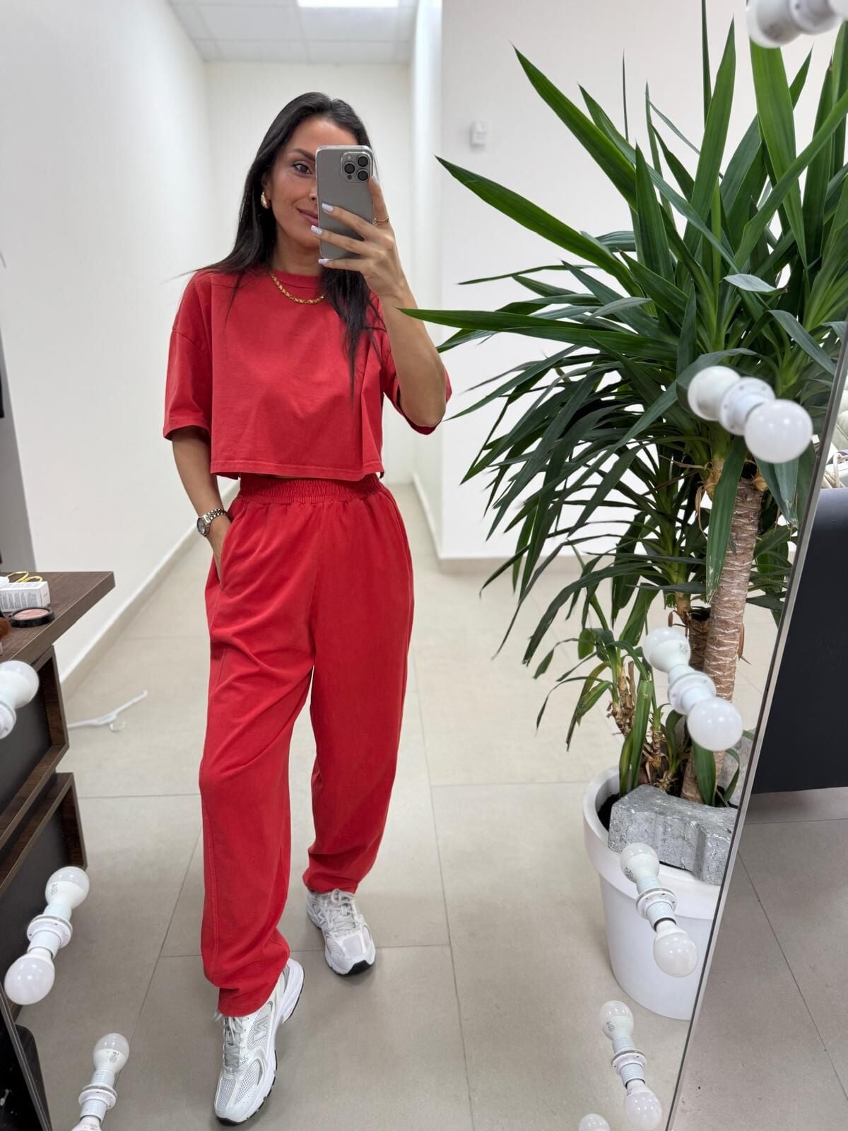 Fp 0057 Yıkamalı Kırmızı Tişört Pantolon Takım