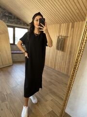 Krep poplin siyah elb