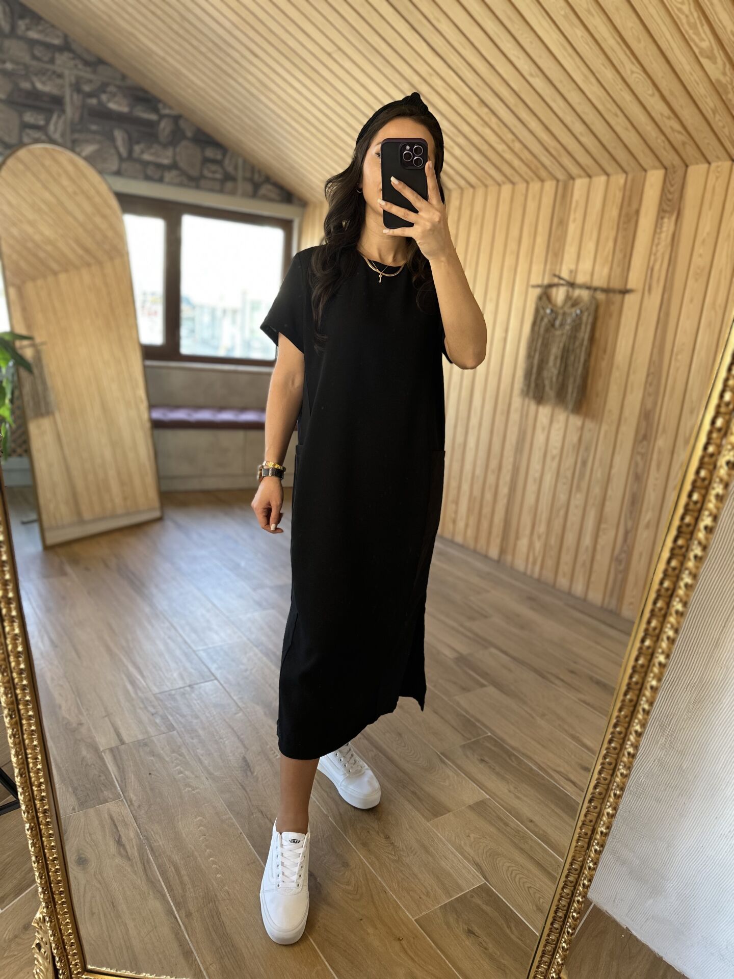 Krep poplin siyah elb