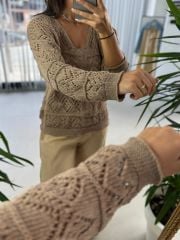 Sg Ön Büzgülü Ajurlu Vizon Triko