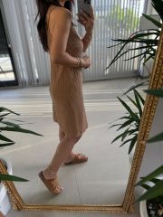 Ky Sleeveless Camel Muslin Dress