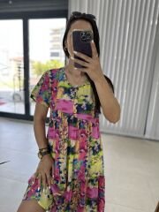 Mng Batik pembe geçişli elbise